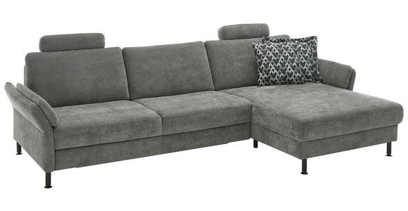 ECKSOFA in Chenille, Flachgewebe Dunkelgrau 316/175 cm - Dunkelgrau/Schwarz, Design, Textil/Metall (316/175cm) - Dieter Knoll