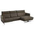 ECKSOFA in Echtleder Graubraun  300/157 cm  - Graubraun/Schwarz, Design, Leder/Metall (300/157cm) - Dieter Knoll