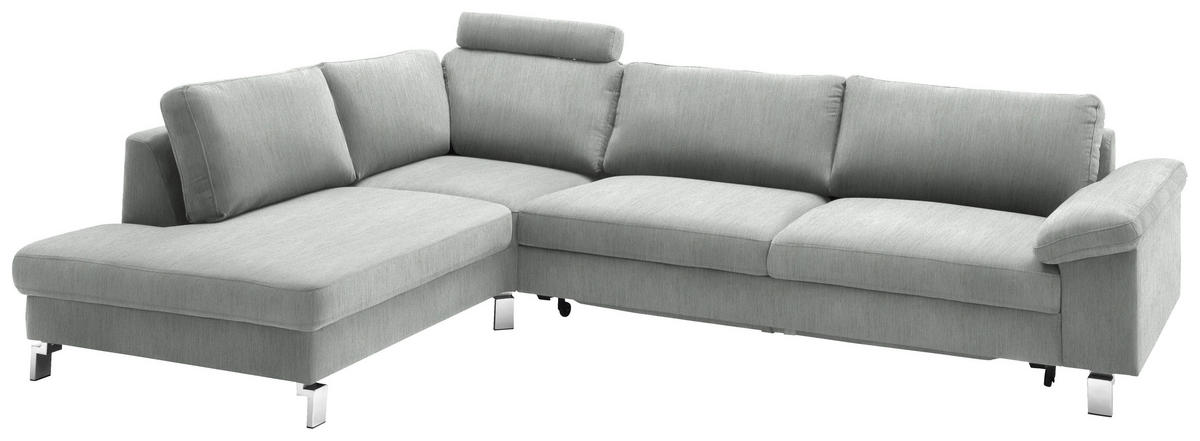 ECKSOFA in Velours Hellgrau  - Chromfarben/Hellgrau, Design, Textil/Metall (200/282cm) - Pure Home Lifestyle