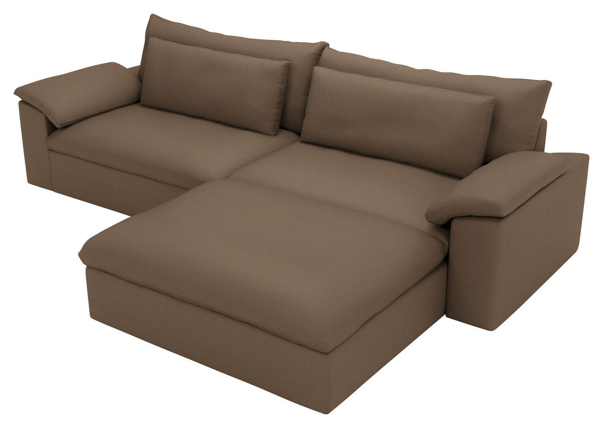 ECKSOFA  Chenille Hellbraun  - Hellbraun/Schwarz, Modern, Kunststoff/Textil (306/198cm) - Carryhome