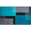 BADTEPPICH Grau, Schwarz, Türkis 60/100 cm  - Türkis/Schwarz, Basics, Kunststoff/Textil (60/100cm) - Grund
