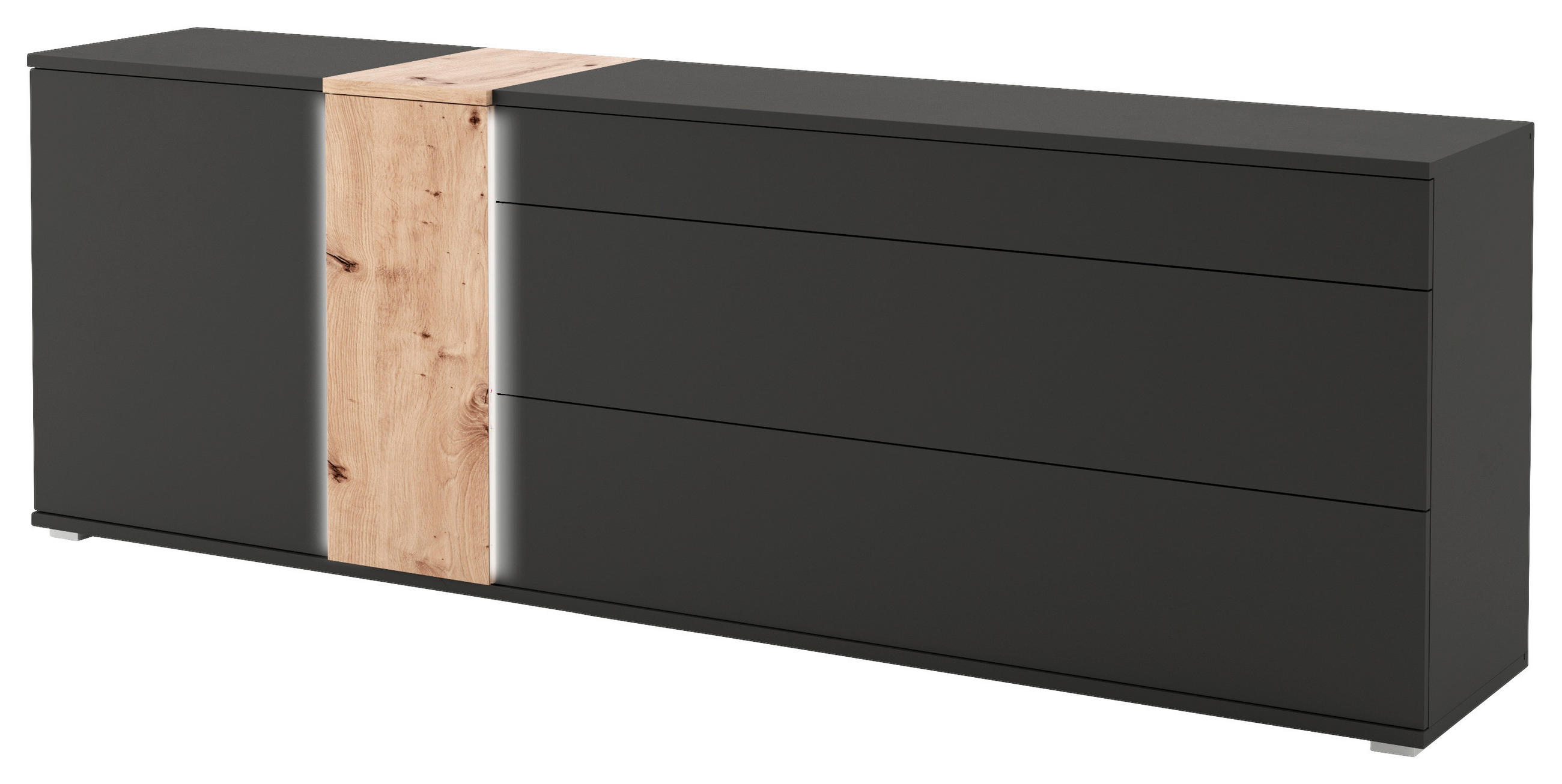 SIDEBOARD  in 235/79/45 cm  - Silberfarben/Schwarz, Design, Holzwerkstoff/Kunststoff (235/79/45cm) - Livetastic