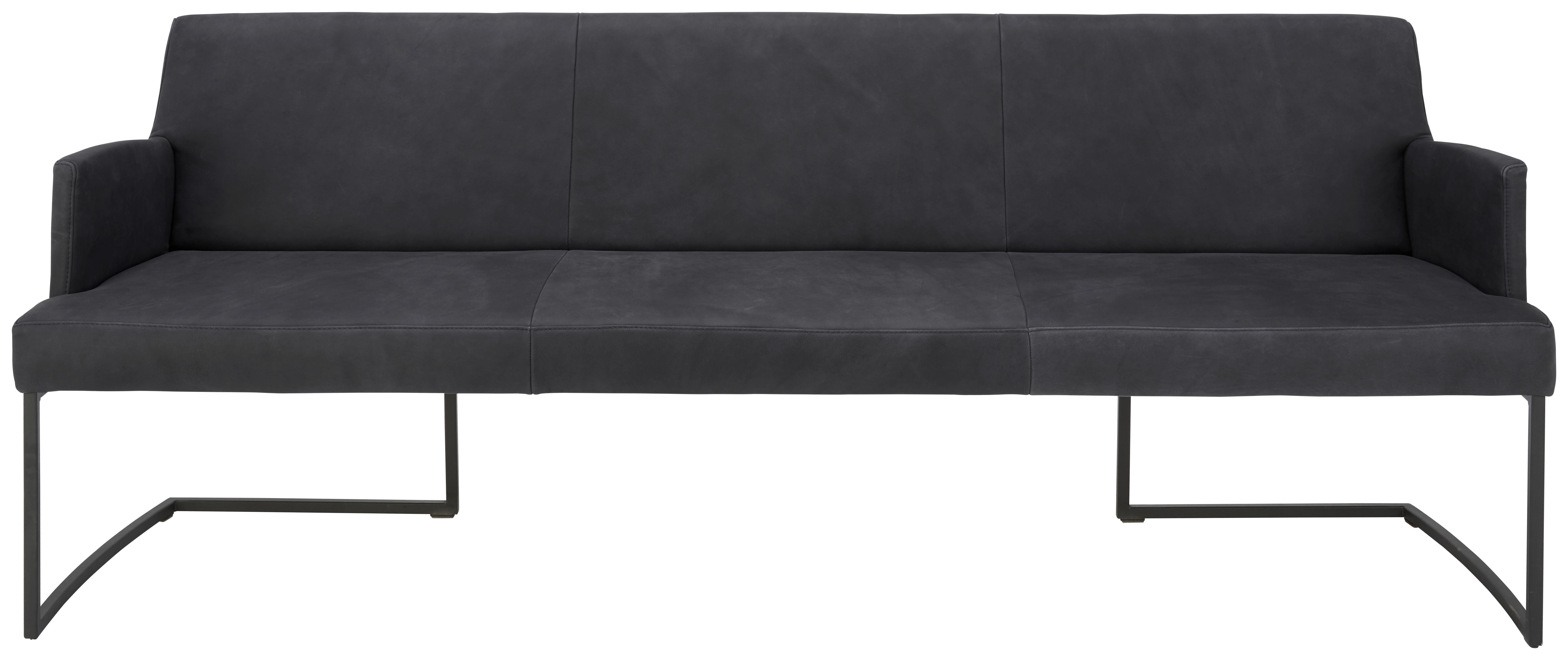 SITZBANK in Leder Anthrazit, Schwarz  - Anthrazit/Schwarz, Design, Leder/Metall (218/87/66cm) - Joop!