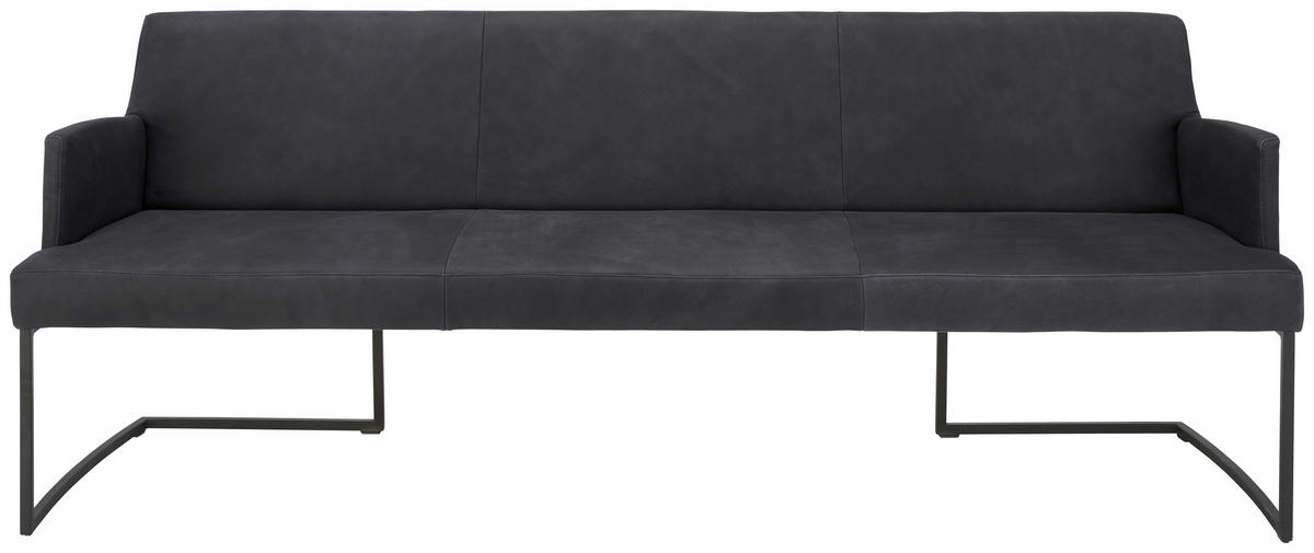 SITZBANK in Leder Anthrazit, Schwarz  - Anthrazit/Schwarz, Design, Leder/Metall (218/87/66cm) - Joop!