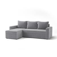 ECKSOFA Flachgewebe Graubraun  - Graubraun/Schwarz, Design, Kunststoff/Textil (151/230cm) - MID.YOU