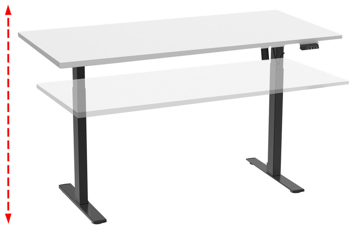 SCHREIBTISCH  in Schwarz, Weiss  - Weiss/Silberfarben, Design, Holzwerkstoff/Metall (110/71/80cm) - MID.YOU