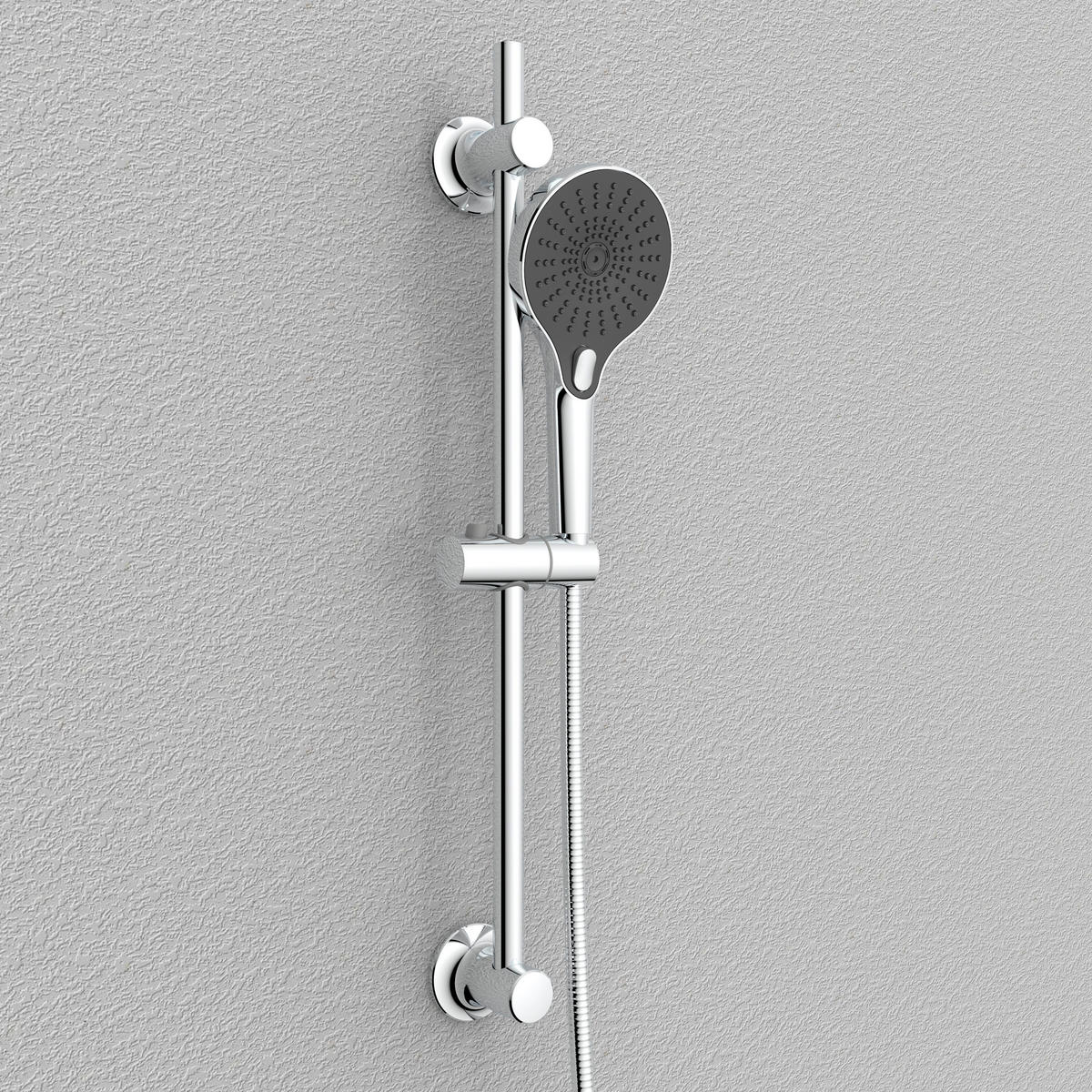 BRAUSEHALTERUNG   - Chromfarben/Schwarz, Basics, Kunststoff/Metall (2,2/70/8cm) - Wenko
