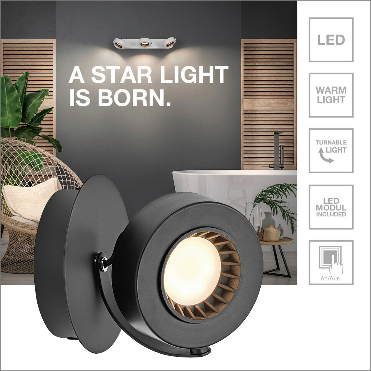 LED-STRAHLER 50/10/10,5 cm   - Schwarz, Basics, Kunststoff/Metall (50/10/10,5cm) - Osram