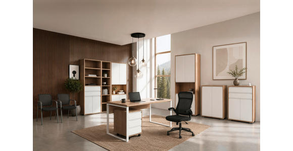 AKTENSCHRANK Weiß, Eichefarben  - Eichefarben/Weiß, KONVENTIONELL, Holzwerkstoff (80/198/41cm) - Carryhome