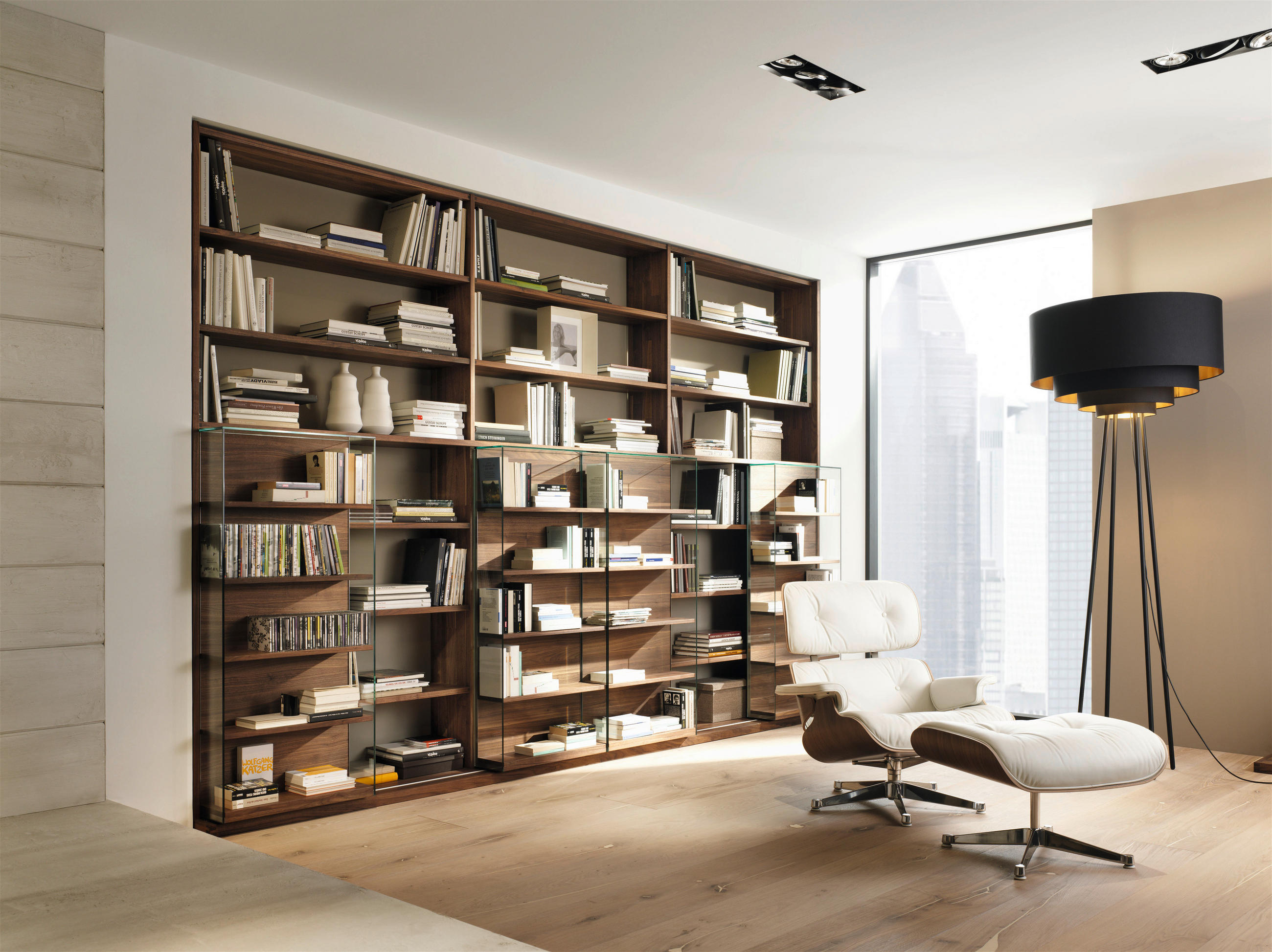 BÜCHERWAND  Ahornfarben, Buchefarben, Eichefarben, Erlefarben, Kirschbaumfarben, Nussbaumfarben  - Kirschbaumfarben/Edelstahlfarben, Design, Holz/Metall - Team 7