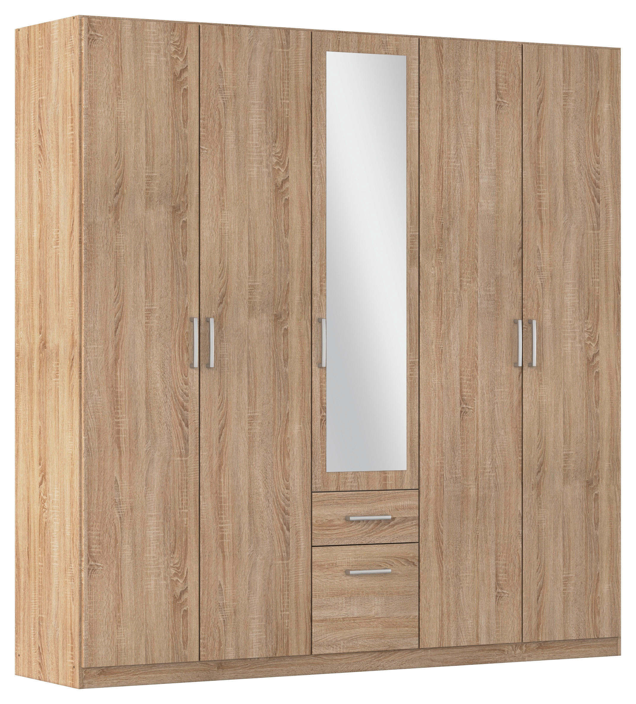 DREHTÜRENSCHRANK 226/229/54 cm 5-türig Eichefarben  - Eichefarben/Alufarben, MODERN, Holzwerkstoff/Kunststoff (226/229/54cm) - Rauch Möbel