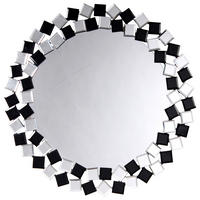 NÁSTENNÉ ZRKADLO 80/80/1,6 cm  - čierna/strieborná, Basics, kov/kompozitné drevo (80/80/1,6cm) - MID.YOU