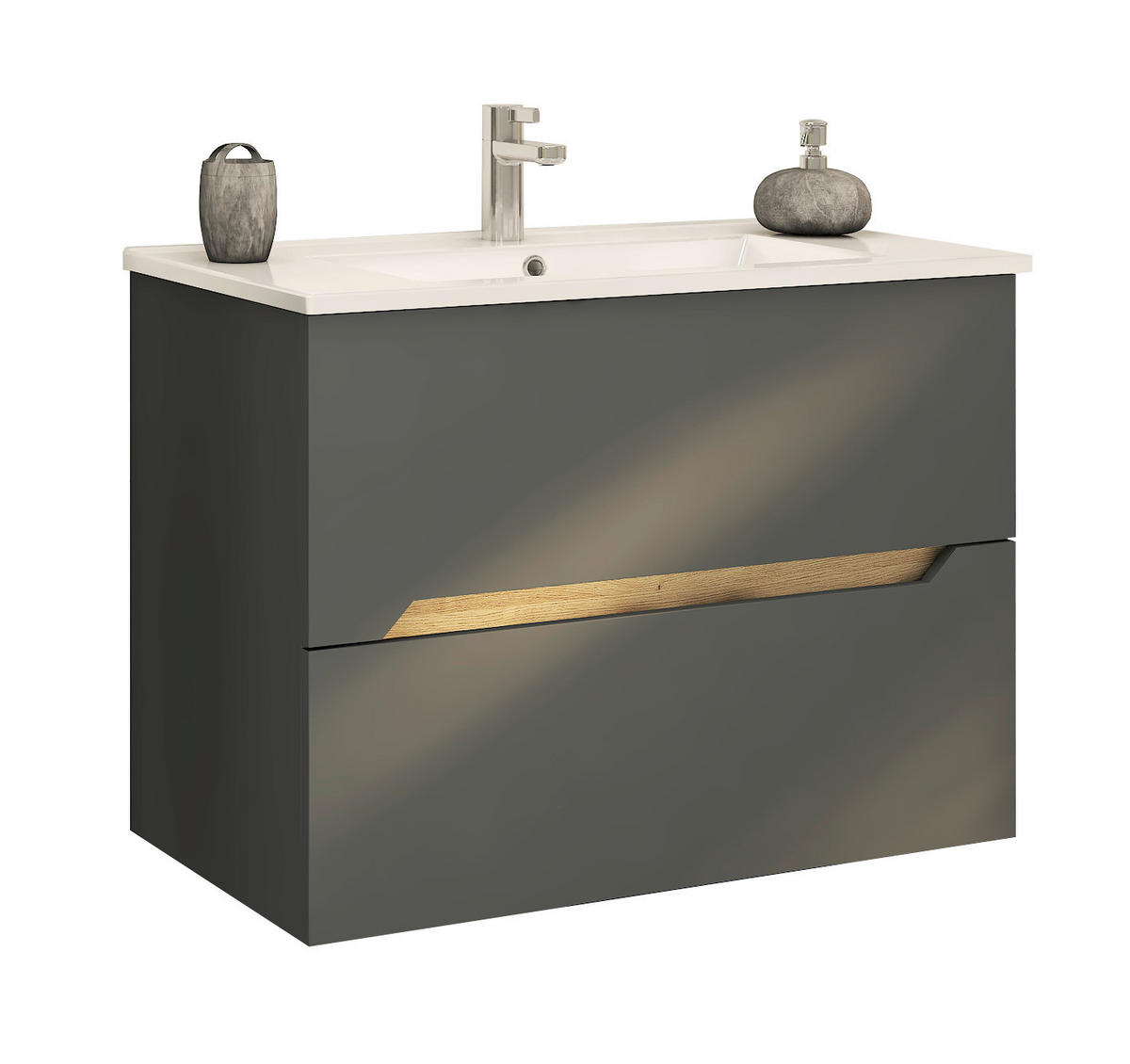 SKŘÍŇKA S UMYVADLEM, barvy grafitu, barvy grafitu, 85/63/45 cm - bílá/barvy grafitu, Moderní, kompozitní dřevo/keramika (85/63/45cm) - Stylife