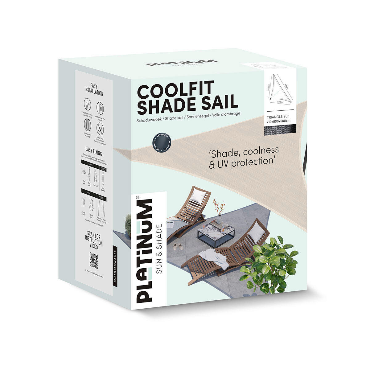 SONNENSEGEL  - Schwarz, MODERN, Kunststoff (500/1/710cm) - Gardenson