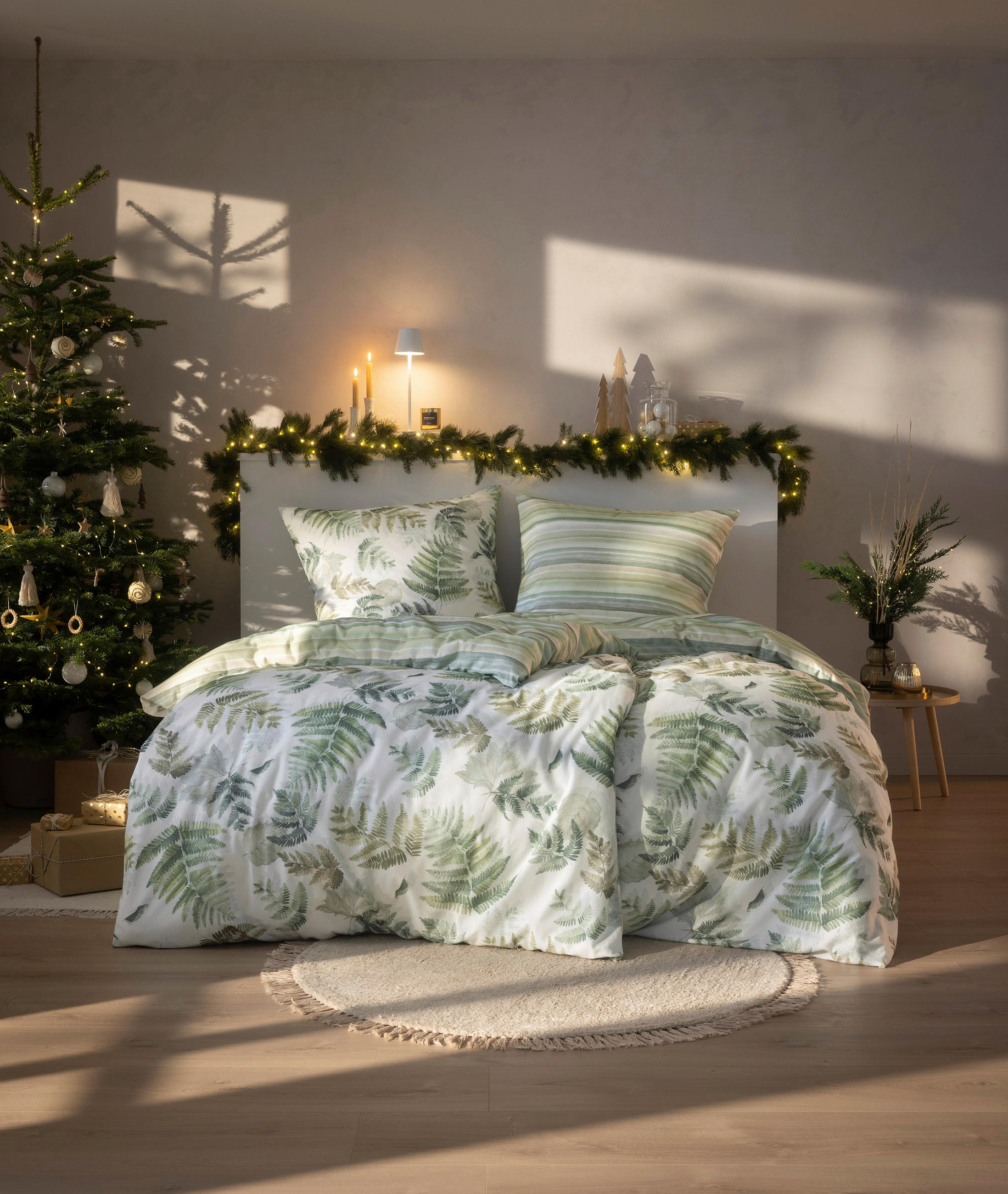 BETTWÄSCHE Impulse Flanell 140/200 cm  - Weiß/Grün, Basics, Textil (140/200cm) - Estella