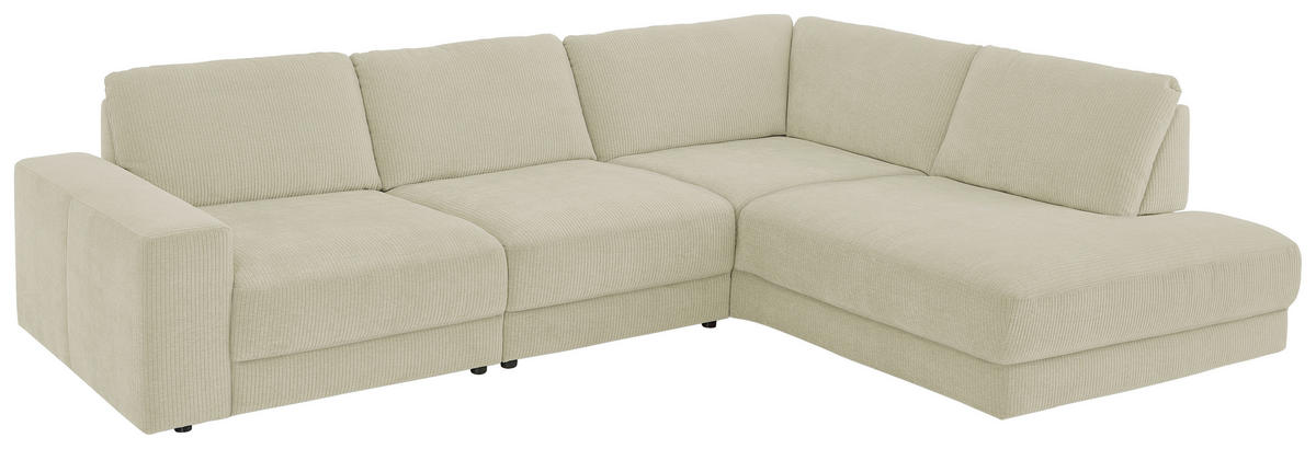 ECKSOFA in Chenille, Jacquard Sandfarben  - Sandfarben/Schwarz, Design, Kunststoff/Textil (316/242cm) - Niels Andersson