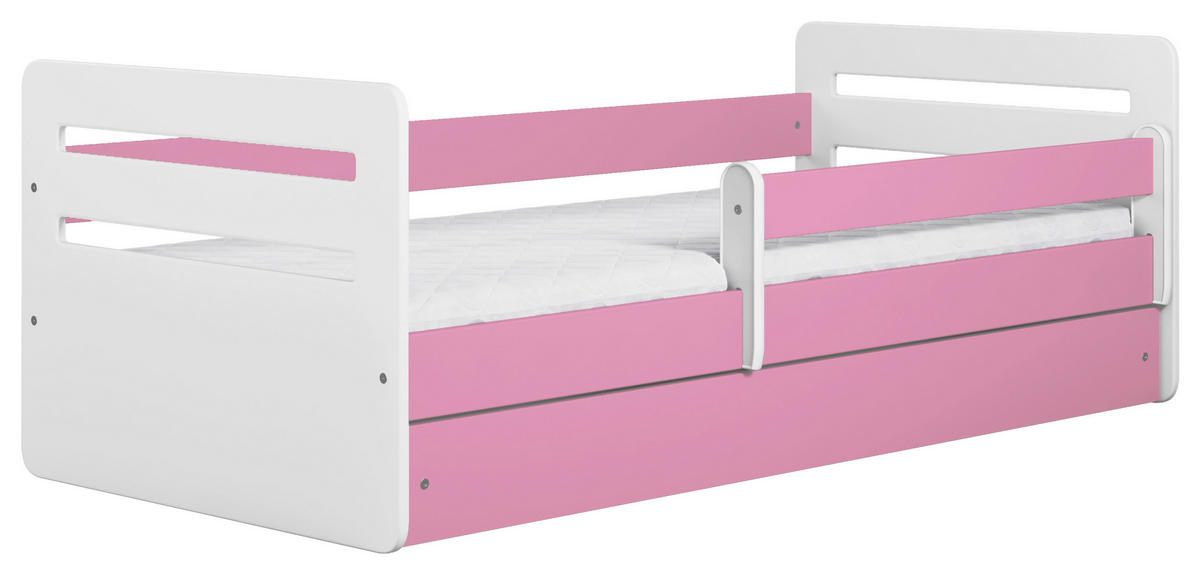 KINDER-/JUNIORBETT 80/160 cm  in Weiß, Pink  - Pink/Birkefarben, MODERN, Holz/Holzwerkstoff (80/160cm) - MID.YOU