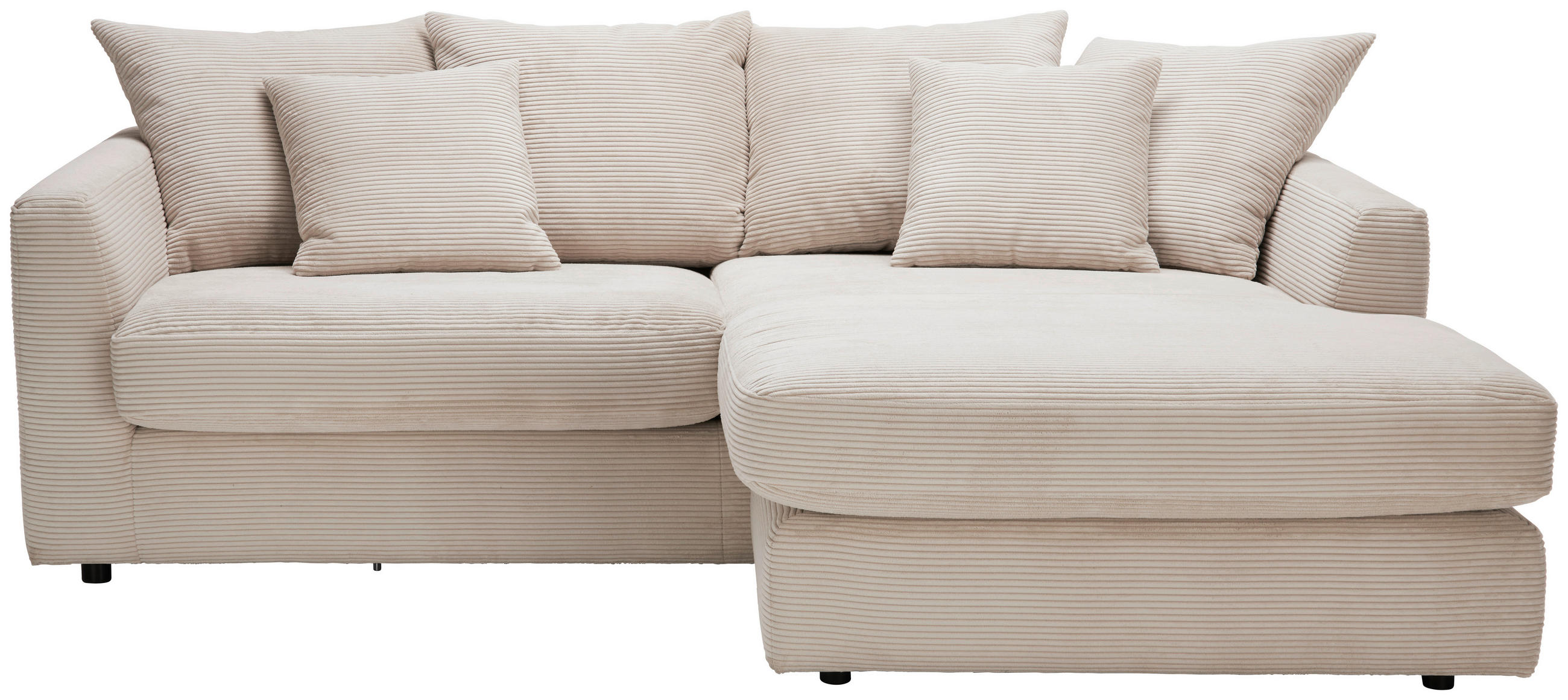 ECKSOFA  Cord Naturfarben  - Schwarz/Naturfarben, Design, Kunststoff/Textil (235/175cm) - home24