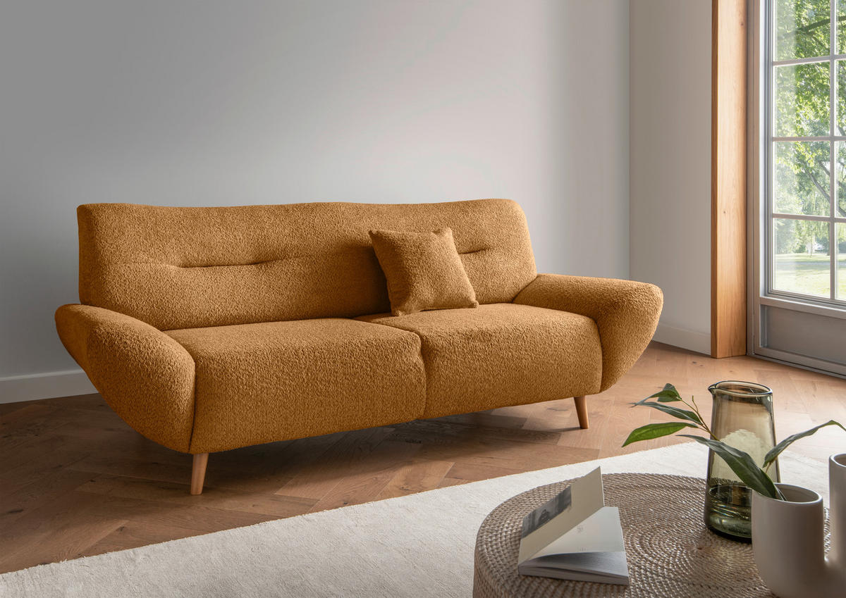 2-SITZER-SOFA in Bouclé Goldfarben  - Wildeiche/Goldfarben, KONVENTIONELL, Holz/Textil (173/81/90cm) - MID.YOU
