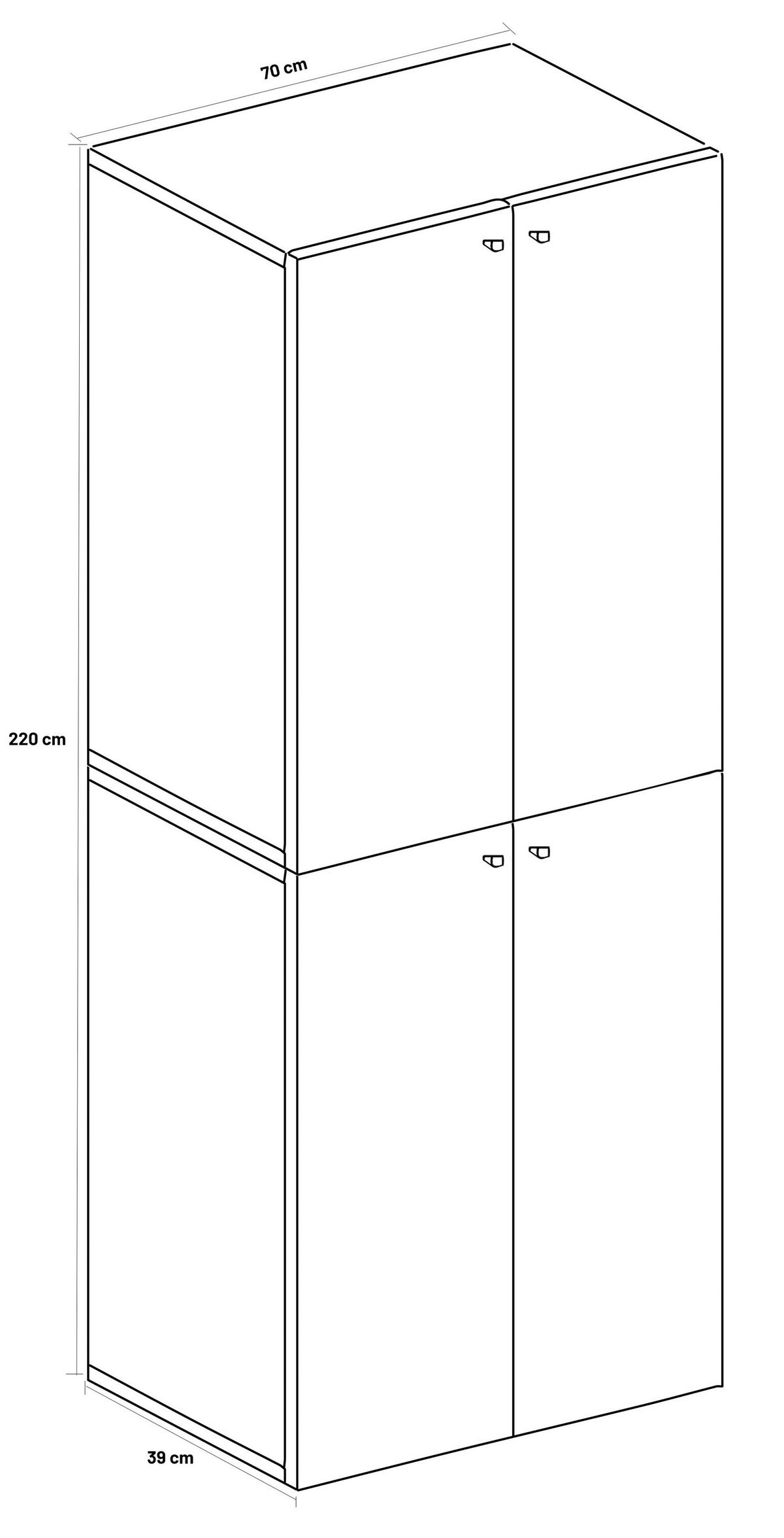 SCHUHSCHRANK Weiß, Buchefarben  - Silberfarben/Buchefarben, Design, Holzwerkstoff/Kunststoff (70/220/40cm) - MID.YOU