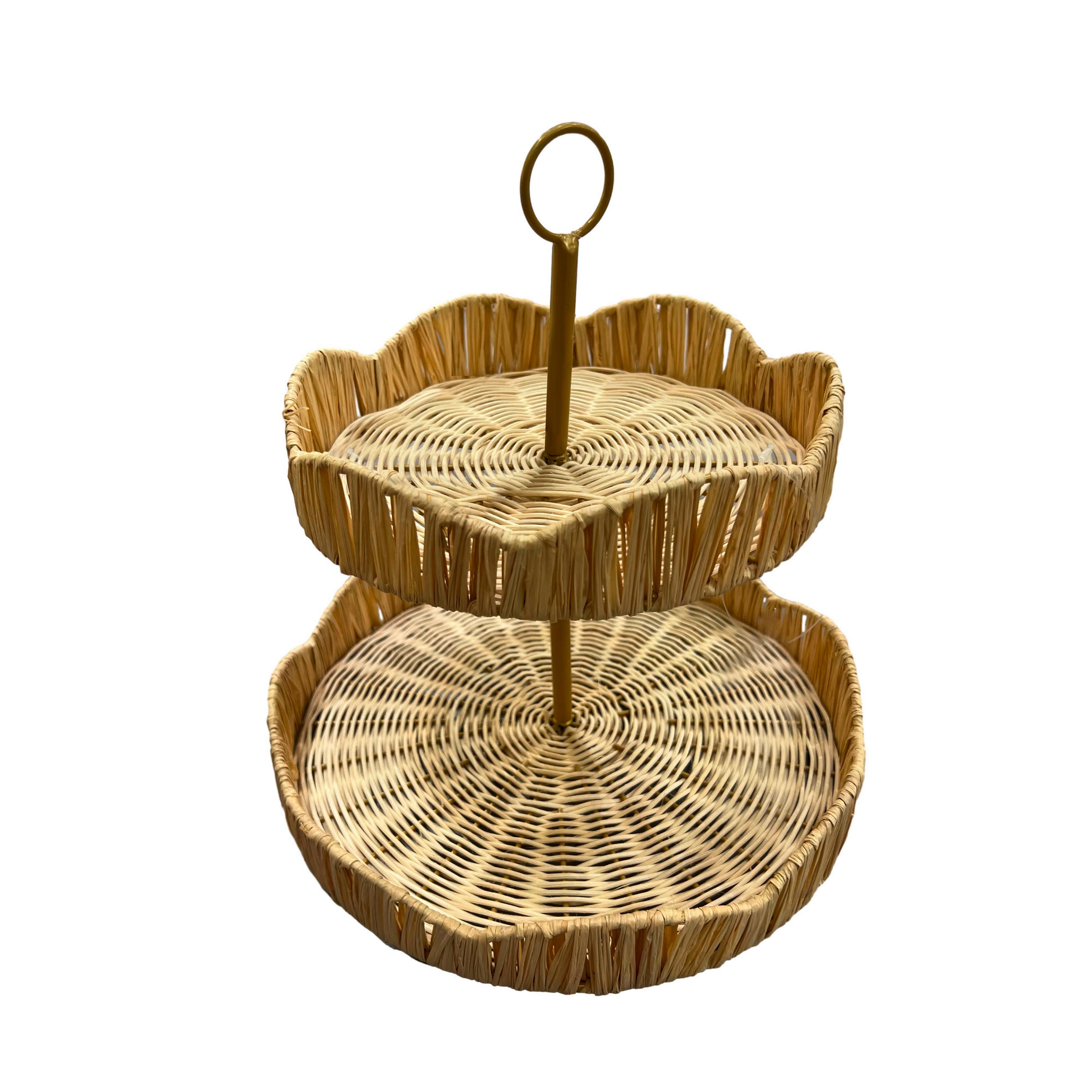 ETAGERE 2-stöckig - Goldfarben/Naturfarben, LIFESTYLE, Holz/Metall (29,5/30cm) - Ambia Home