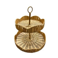 ETAGERE 2-stöckig - Goldfarben/Naturfarben, LIFESTYLE, Holz/Metall (29,5/30cm) - Ambia Home