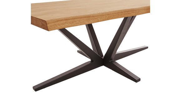 COUCHTISCH Eiche massiv 110/70/45 cm rechteckig Schwarz, Eichefarben  - Eichefarben/Schwarz, Natur, Holz/Metall (110/70/45cm) - Linea Natura