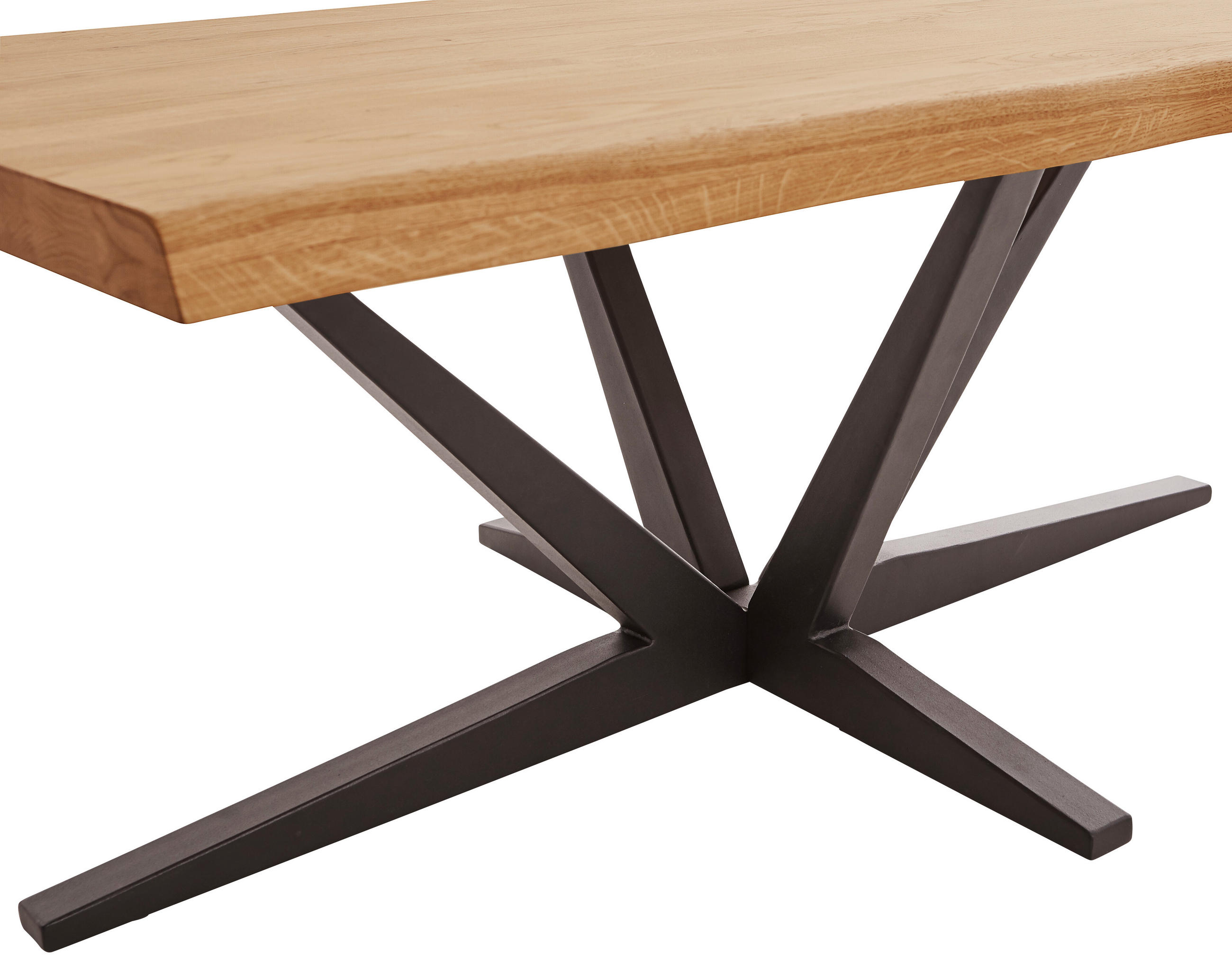 COUCHTISCH Eiche massiv rechteckig Schwarz, Eichefarben - Eichefarben/Schwarz, Natur, Holz/Metall (110/70/45cm) - Linea Natura