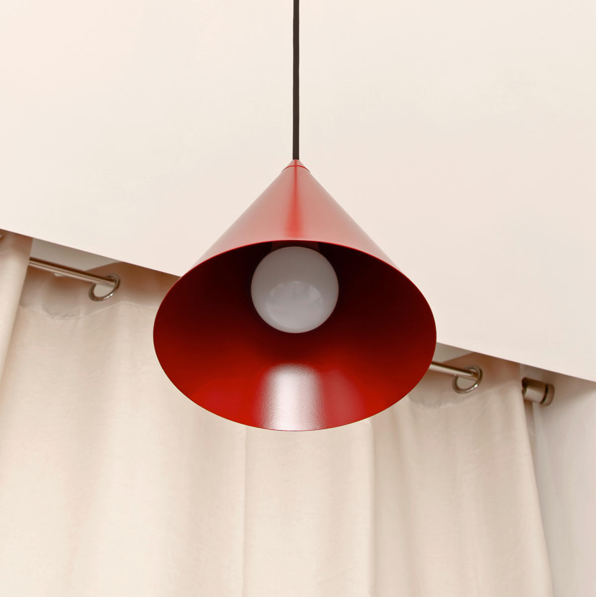 HÄNGELEUCHTE ETNA 18/18/98 cm   - Weinrot, Design, Metall (18/18/98cm)