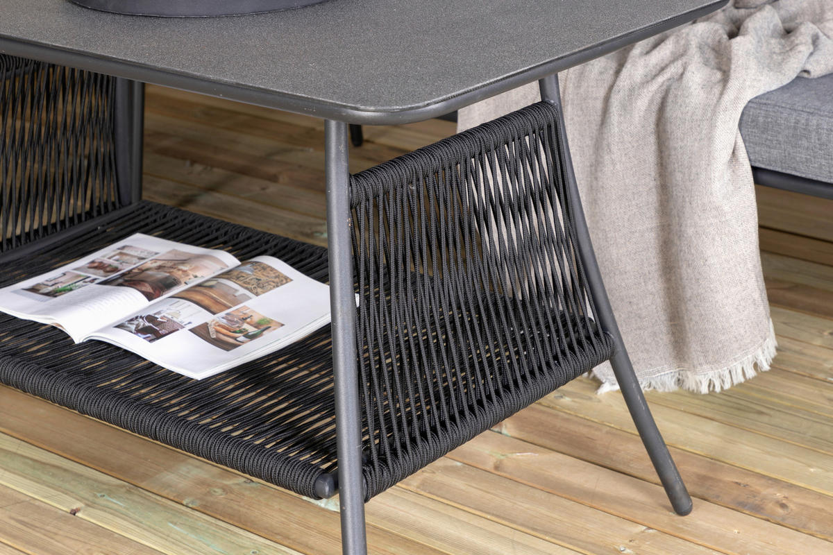 DINING-LOUNGESET 173/196 cm Stahl  - Schwarz, KONVENTIONELL, Metall (173/196cm) - Gardenson