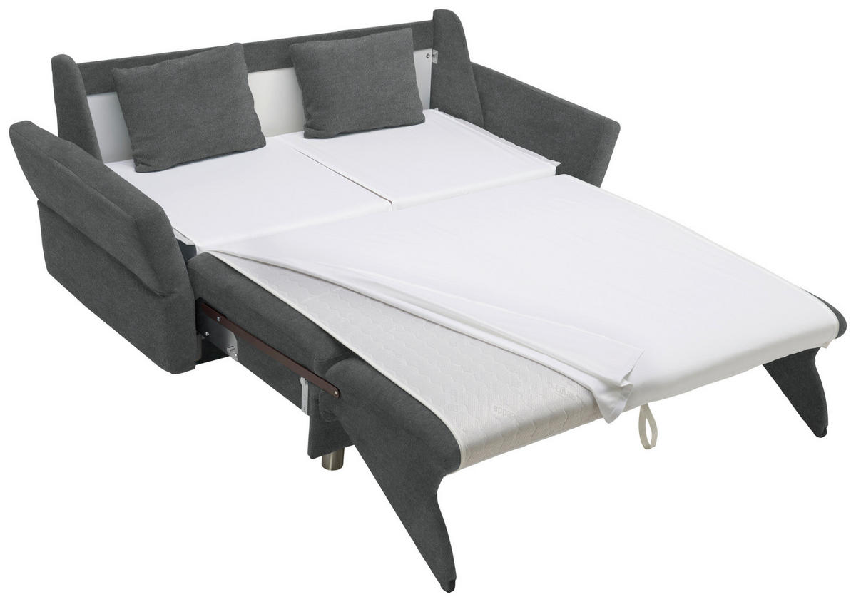 SCHLAFSOFA in Velours, beflockt Grau  - Alufarben/Grau, KONVENTIONELL, Kunststoff/Textil (170/88/91cm) - Sedda
