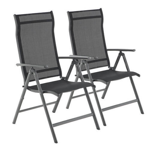 GARTENKLAPPSESSEL-SET in Metall, Textil Schwarz  - Schwarz, Basics, Textil/Metall (70/106/56cm) - Modante