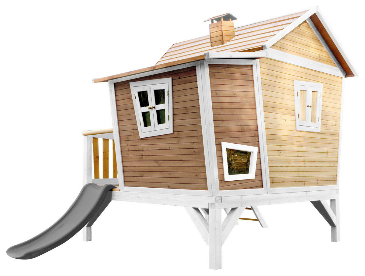 SPIELHAUS 123/12,8/152 cm  - Braun/Weiß, KONVENTIONELL, Holz/Kunststoff (123/12,8/152cm) - Ambia Garden