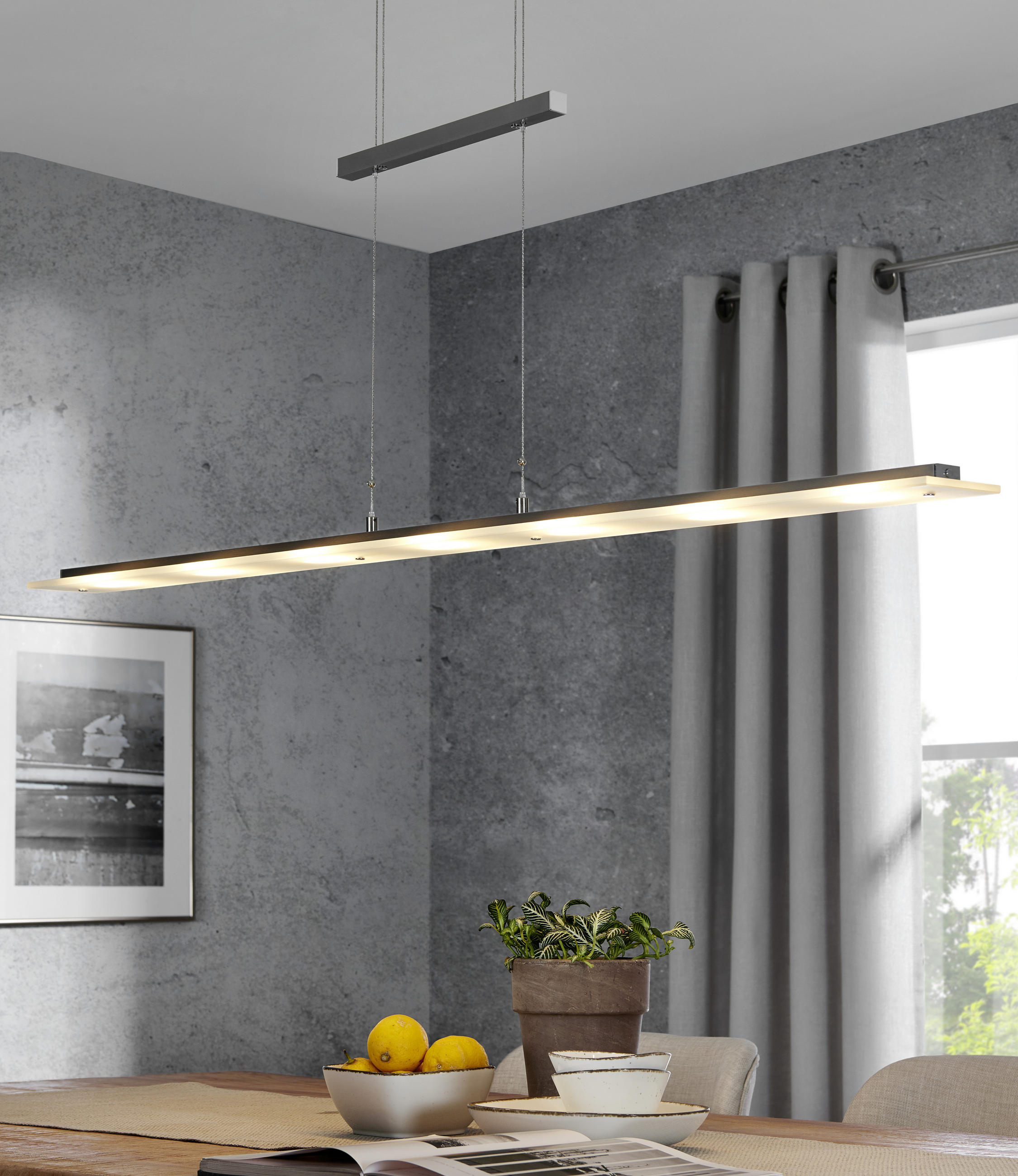 LED-HÄNGELEUCHTE   135 cm  - Chromfarben/Weiss, Design, Glas/Metall (135cm) - Fischer & Honsel