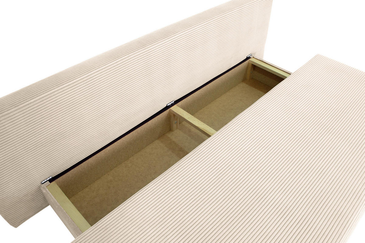 SCHLAFSOFA Cord Creme  - Creme/Schwarz, Design, Kunststoff/Textil (197/77/81cm) - home24