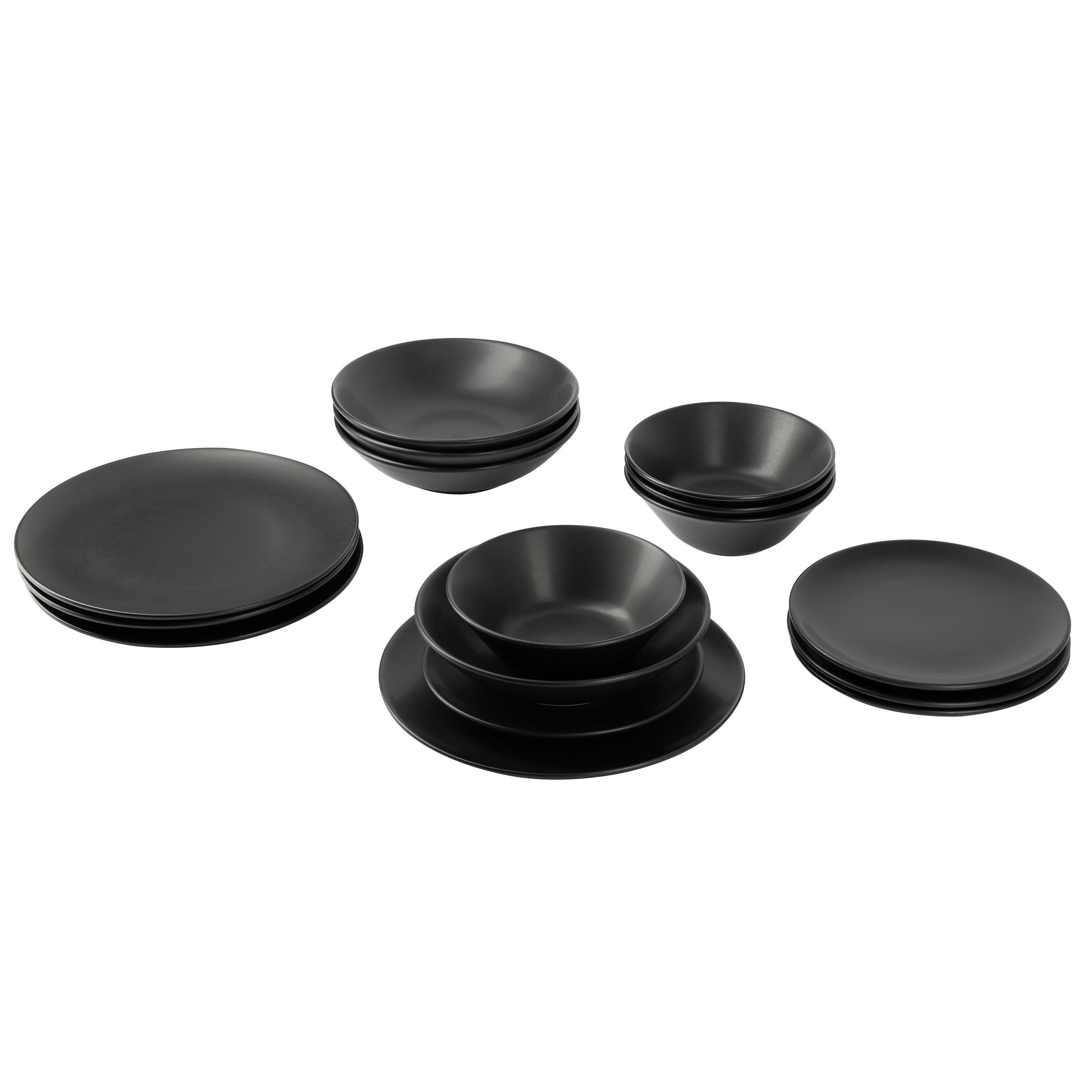 TAFELSERVICE Schwarz 16-teilig  - Schwarz, LIFESTYLE, Keramik - Novel