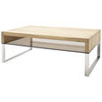 COUCHTISCH in Holz, Metall, Glas 110/70/39 cm  - Edelstahlfarben/Eichefarben, MODERN, Glas/Holz (110/70/39cm) - Novel