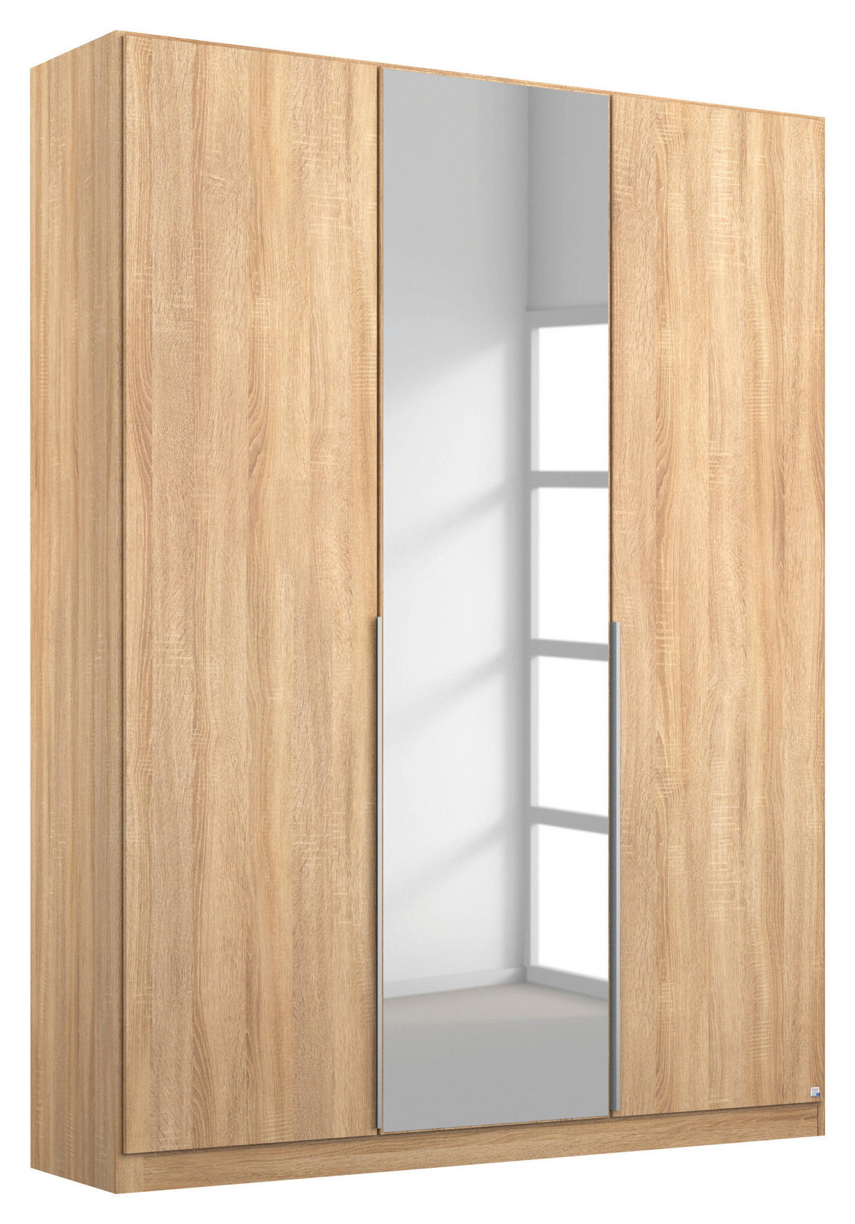 GARDEROB MED GÅNGJÄRN 136/229/54 cm 3-dörrar - Sonoma ek/aluminiumfärg, Modern, metall/trämaterial (136/229/54cm) - Rauch Möbel
