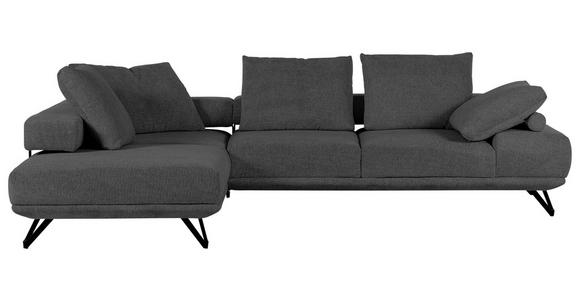 ECKSOFA Dunkelgrau Flachgewebe Rückenkissen, Rücken echt  - Dunkelgrau/Schwarz, KONVENTIONELL, Textil/Metall (240/310cm) - Carryhome