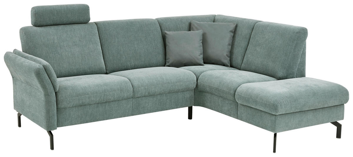 ECKSOFA in Chenille Blau  241/190 cm  - Blau/Schwarz, KONVENTIONELL, Textil/Metall (241/190cm) - Beldomo Comfort