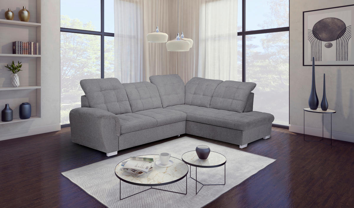 ECKSOFA Dunkelbraun Chenille  - Chromfarben/Dunkelbraun, KONVENTIONELL, Kunststoff/Textil (260/205cm) - Carryhome