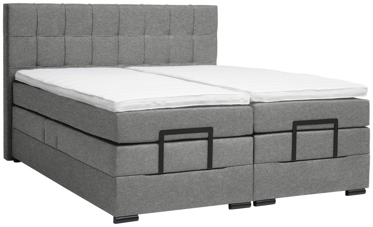 BOXSPRINGBETT 180/200 cm  in Grau  - Schwarz/Grau, KONVENTIONELL, Holz/Holzwerkstoff (180/200cm) - Moderano