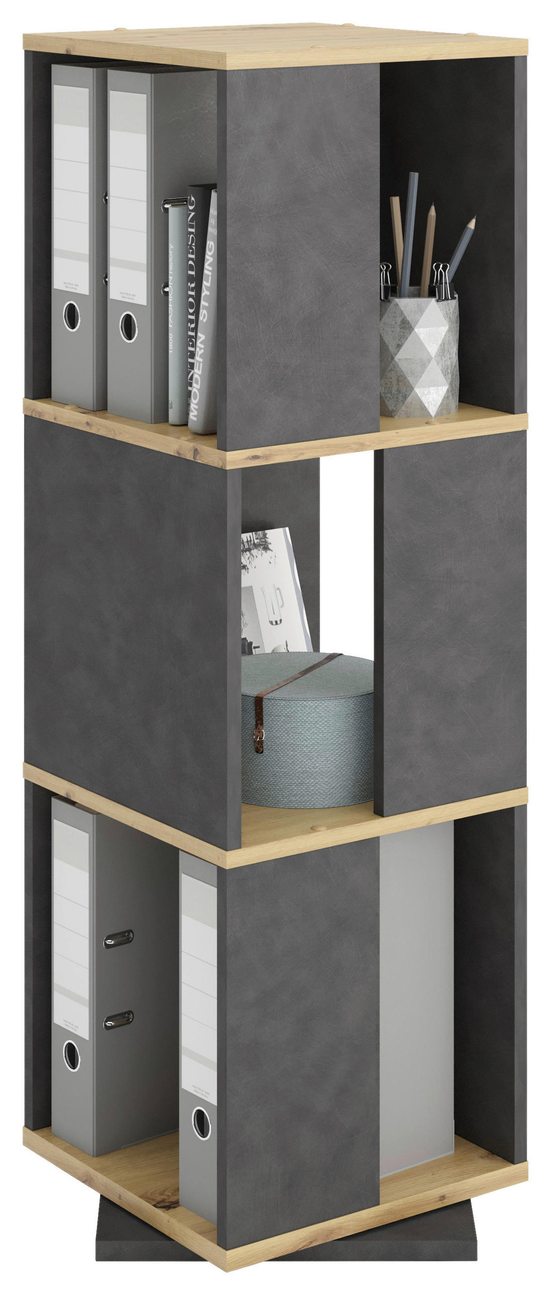 REGAL Dunkelgrau, Eiche Artisan  - Dunkelgrau/Eiche Artisan, KONVENTIONELL, Holzwerkstoff (34/108/34cm) - MID.YOU