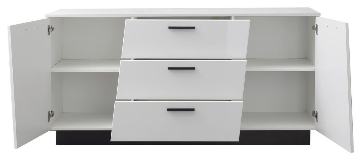 SIDEBOARD  in 160/80/43,6 cm  - Weiß Hochglanz/Schwarz, LIFESTYLE, Holzwerkstoff/Kunststoff (160/80/43,6cm) - Livetastic