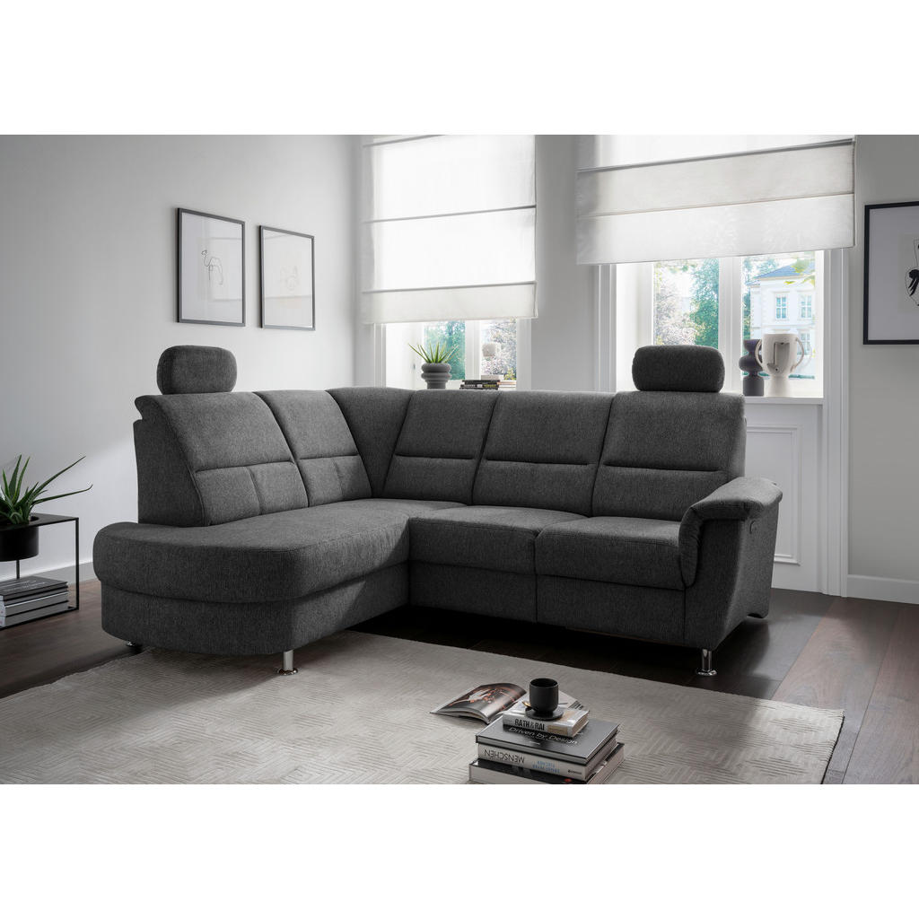 Thumbnail - Livetastic Ecksofa, Anthrazit, Textil, Uni, 4-Sitzer, L-Form, Ottomane links, 231x184 cm, Made in EU, Rücken echt, USB-A...