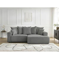 ECKSOFA Ottomane rechts  ATILLA Dunkelgrau Flachgewebe  - Dunkelgrau/Schwarz, MODERN, Kunststoff/Textil (244/149cm)