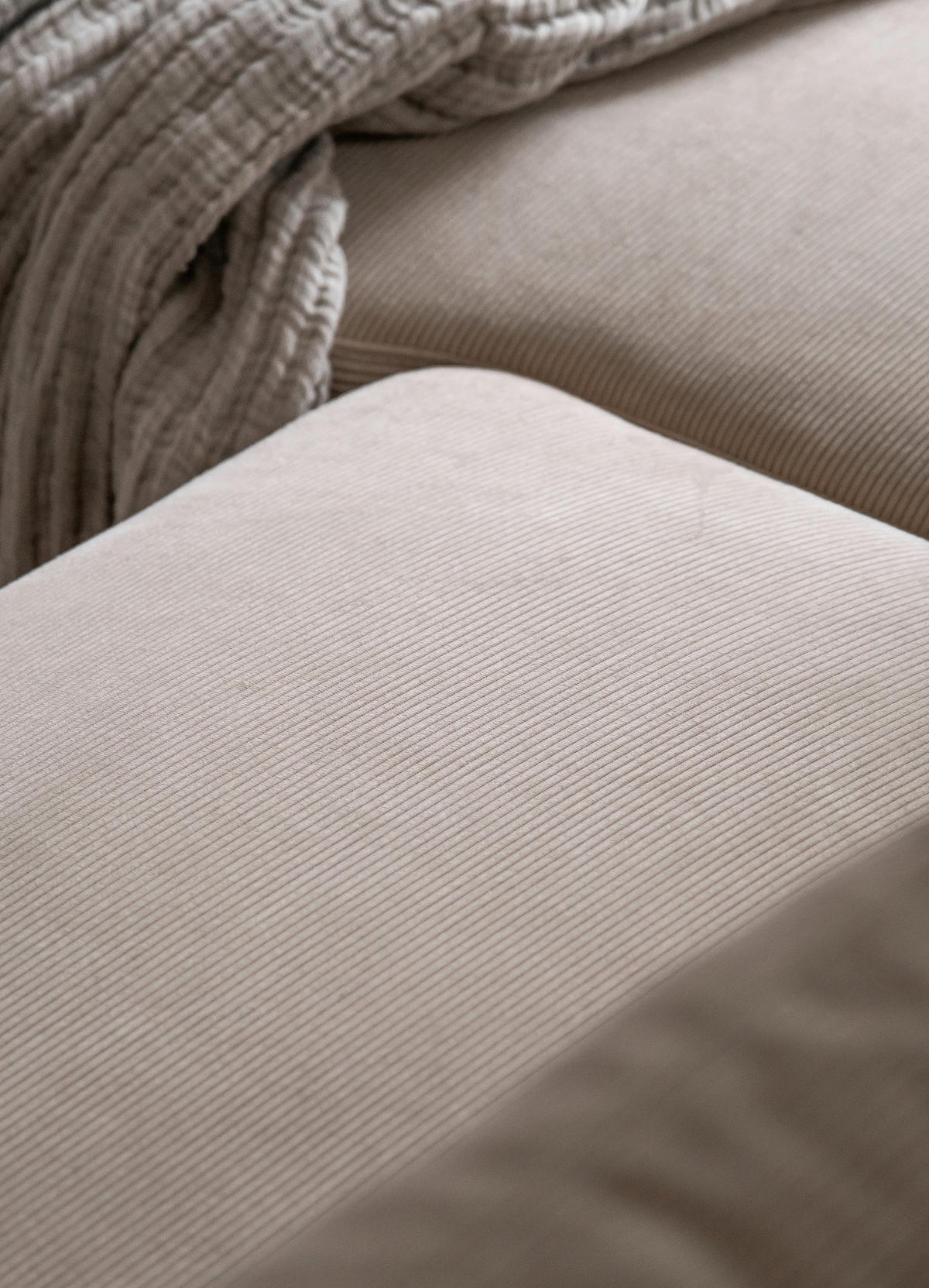 WOHNLANDSCHAFT Beige Cord  - Beige/Schwarz, Design, Textil/Metall (197/303/148cm) - MID.YOU