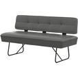 SITZBANK in Metall, Leder Dunkelgrau  - Dunkelgrau/Schwarz, Design, Leder/Metall (185/88/66cm) - Moderano