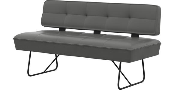 SITZBANK in Metall, Leder Dunkelgrau  - Dunkelgrau/Schwarz, Design, Leder/Metall (185/88/66cm) - Moderano