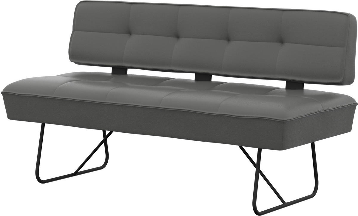SITZBANK 165/88/66 cm Echtleder Dunkelgrau  - Dunkelgrau/Schwarz, Design, Leder/Metall (165/88/66cm) - Moderano